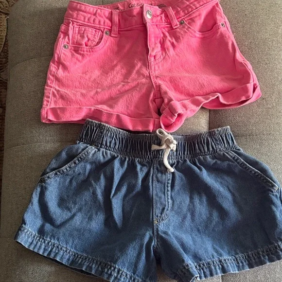 Cat & Jack Pink shorts and old navy Blue Jean Shorts Set - Picture 1 of 1